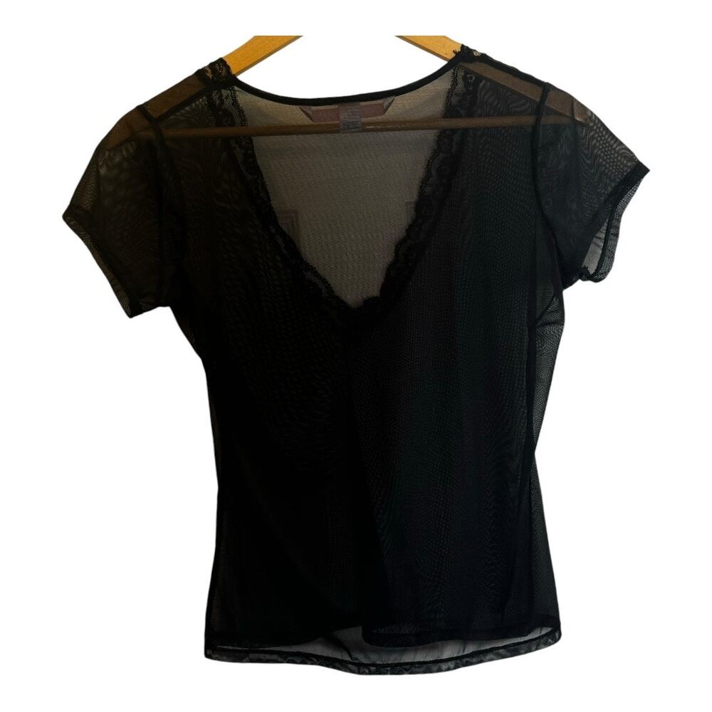 Vintage Victoria’s Secret Y2K Deep V Sheer Mesh Top - Size M/L